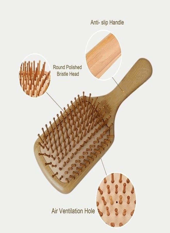 Eddika Wooden Hair Brush, Natural Handle for Long, Curly or Straight Hair Styling - Image 5