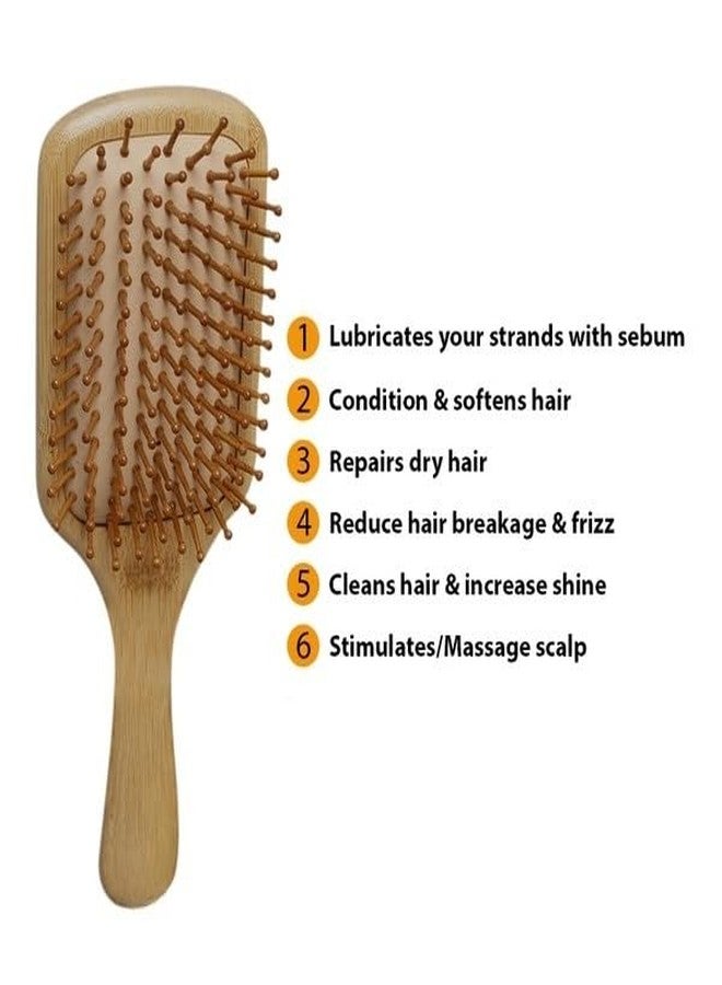 Eddika Wooden Hair Brush, Natural Handle for Long, Curly or Straight Hair Styling - Image 3