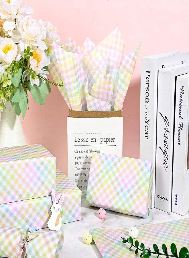 Bolsome 100Pcs Easter Tissue Paper for Gift Wrapping Pastel Plaid Color Art Tissue Paper for Happy Easter Party Spring Holidays DIY Craft Supplies, 20 * 14 Inches - Image 5