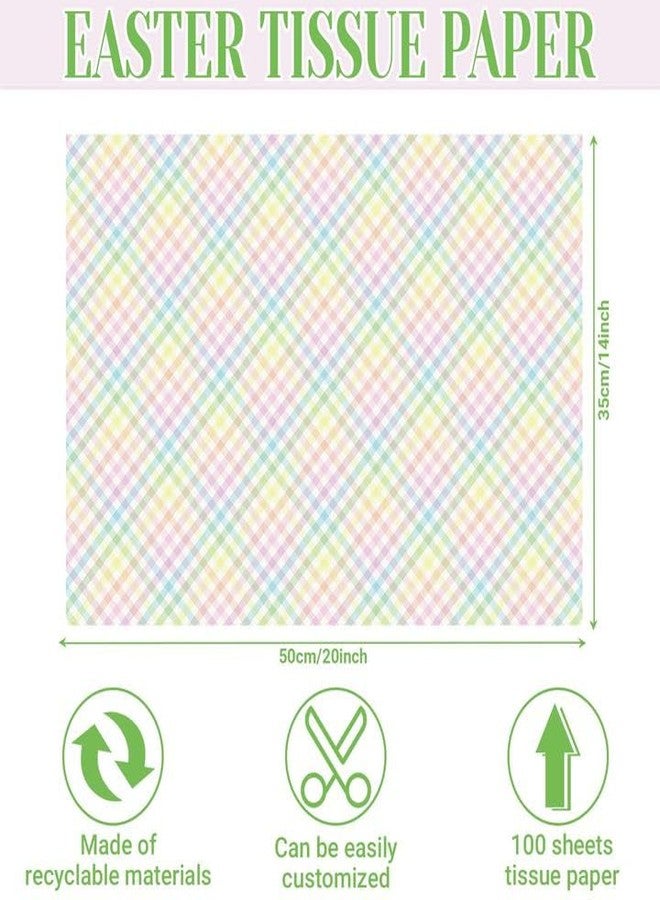 Bolsome 100Pcs Easter Tissue Paper for Gift Wrapping Pastel Plaid Color Art Tissue Paper for Happy Easter Party Spring Holidays DIY Craft Supplies, 20 * 14 Inches - Image 2