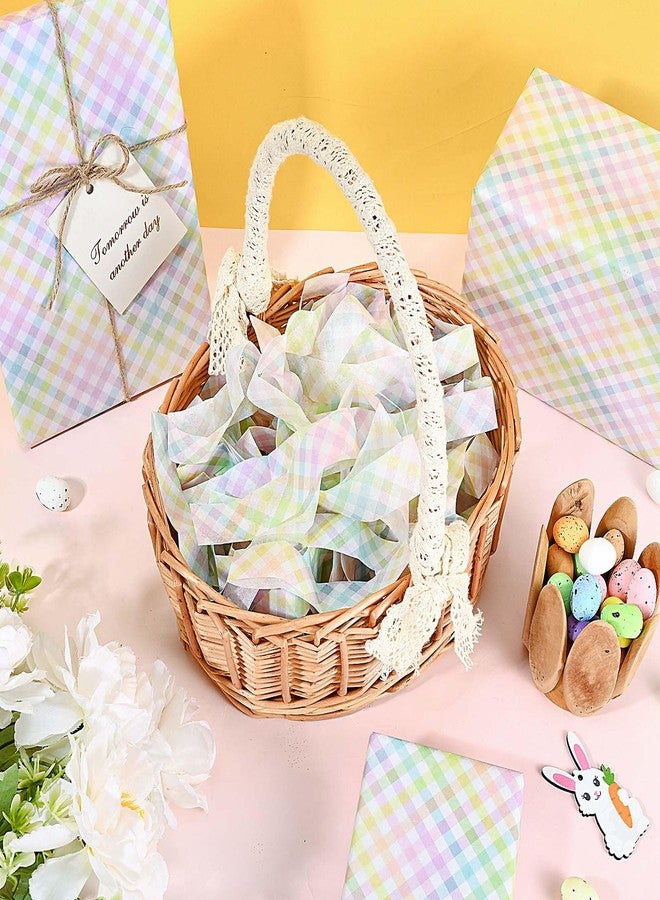 Bolsome 100Pcs Easter Tissue Paper for Gift Wrapping Pastel Plaid Color Art Tissue Paper for Happy Easter Party Spring Holidays DIY Craft Supplies, 20 * 14 Inches - Image 3