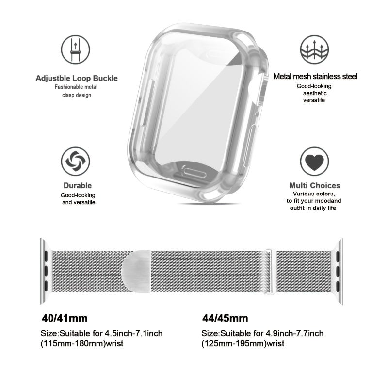 حزام ميلانيزي مغناطيسي متعدد الألوان بغطاء TPU ناعم لساعة iWatch بمقاسات 40، 41، 44، 45 مم - Image 2