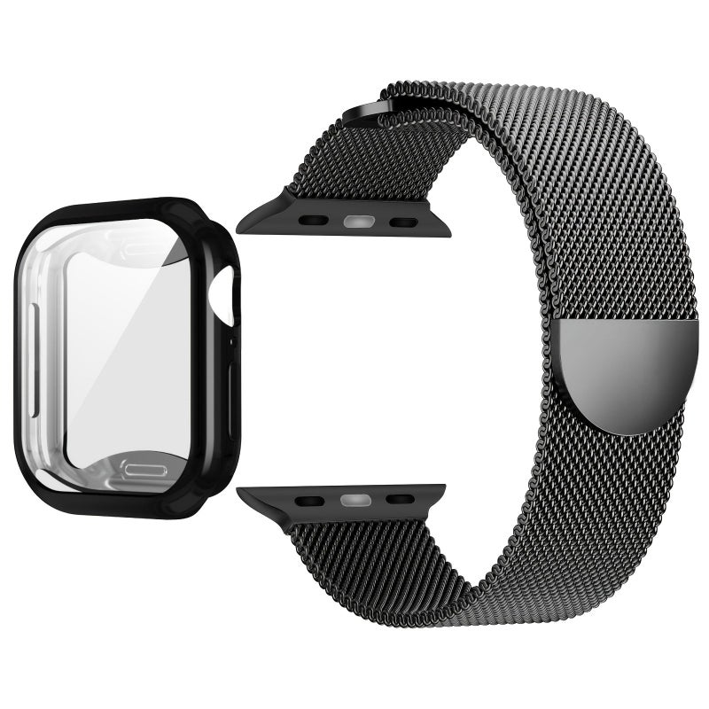 حزام ميلانيزي مغناطيسي متعدد الألوان بغطاء TPU ناعم لساعة iWatch بمقاسات 40، 41، 44، 45 مم - Image 1