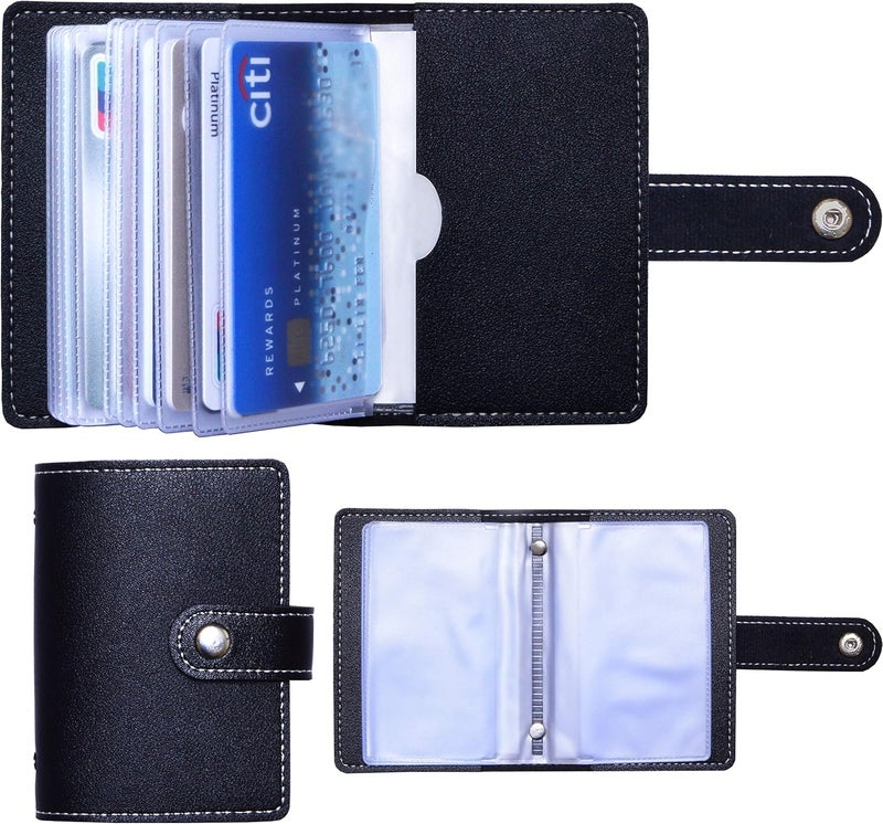 SuperJpsor Slim Minimalist Mini Case Holder Organizer Wallet, Soft PU Leather Credit Card Holder with 26 Card Slots, for Men and Women's (Black) - Image 1