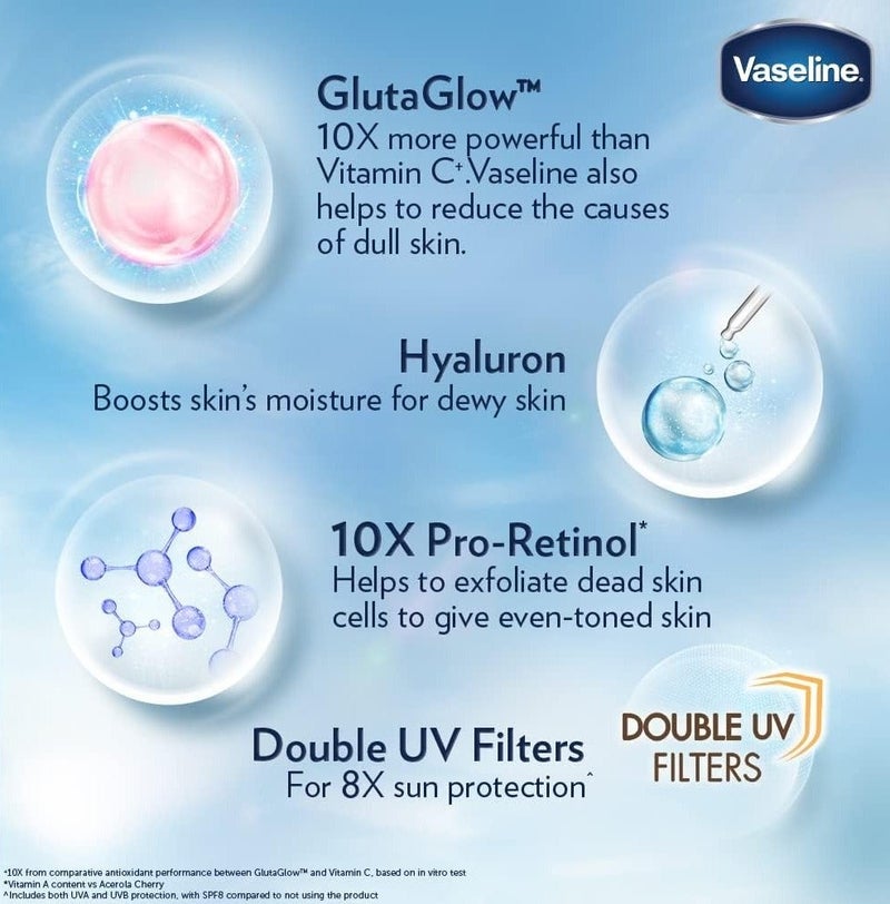 Vaseline Healthy Bright Gluta-Hya Serum Burst UV Lotion, Flawless Bright (330ml) – Pack of 3 Triple Value Pack with GlutaGlow, Hyaluron, and Pro-Retinol for Even-Toned Skin - Image 3