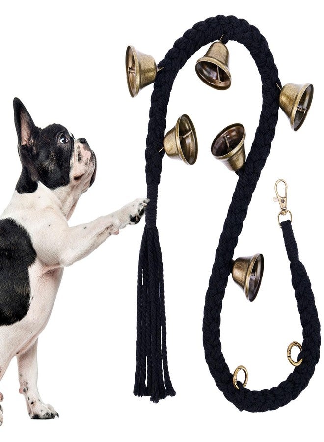 KLOGTSIND Dog Bell for Door Potty Training, Cotton Handwoven Dog Doorbell with 6 Extra Loud Bells for Dog Training, Adjustable Hanging Door Bell for Small Medium Large Dogs to Ring to Go Outside, Black - Image 1