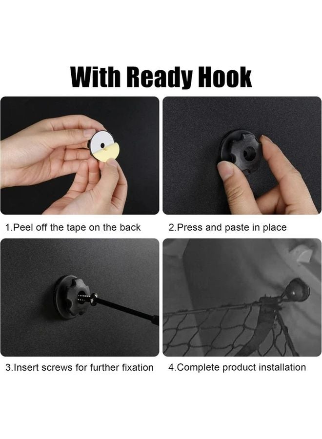 Heavy Duty Mesh Cargo Net With 3 Pockets And 4 Metal Hooks For SUV Pickup Truck Black - Image 5
