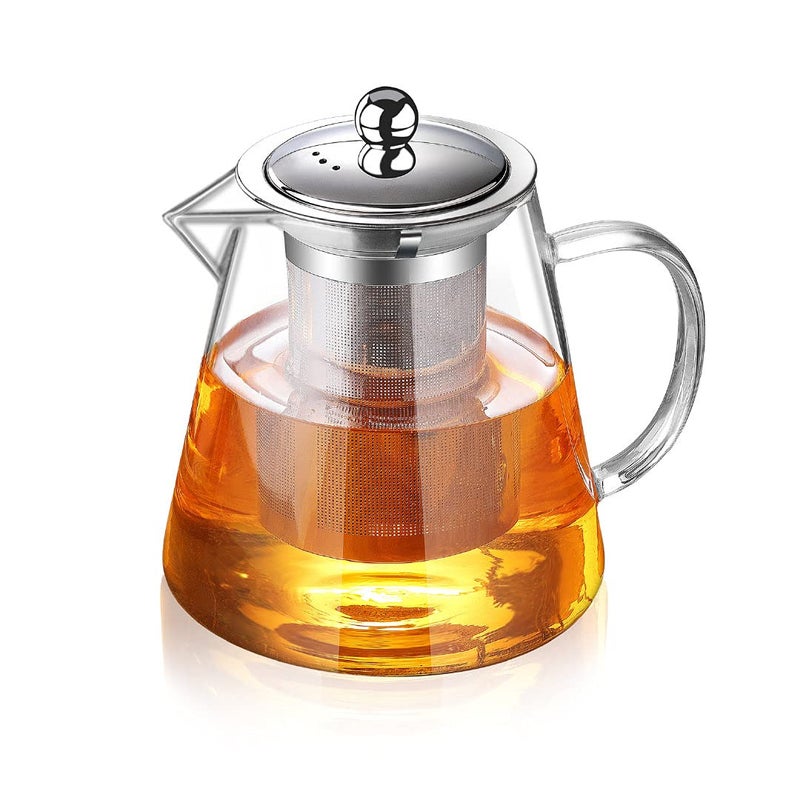 TMOST Glass Teapot with Infuser Tea Pot 32oz/43oz Tea Kettle Stovetop Safe Blooming and Loose Leaf Tea Maker Set (43oz/ 1300ml) - Image 1