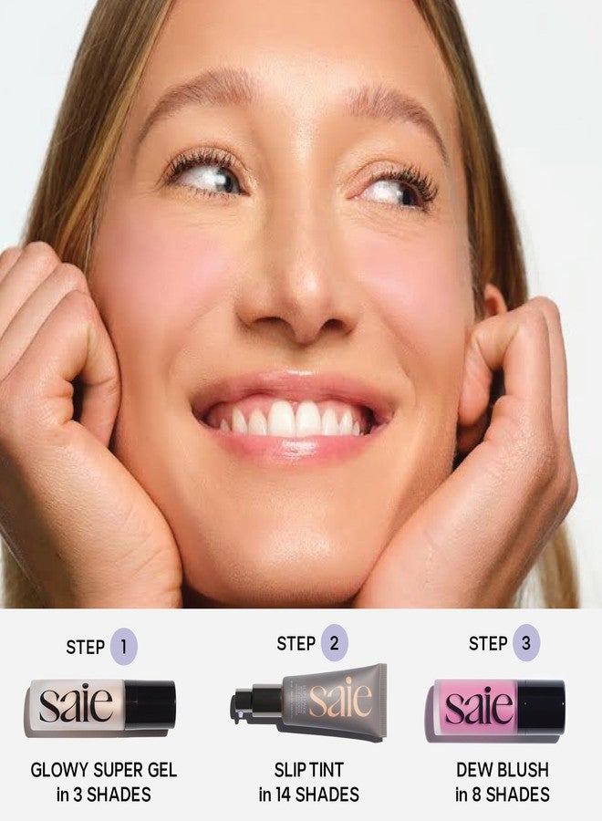 Saie Mini Glowy Super Gel Lightweight llluminator & Makeup Primer - Sunglow (0.5 oz) + Dew Blush - Lightweight Liquid Blush with a Blendable + Buildable Cream Finish - Spicy (.40 oz) - Image 3