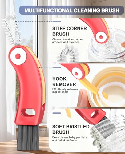 Mocybol 3 in 1 Cup Lid Cleaning Brush 3 PCS - Multifunctional Cleaning Brush Set for Tight Spaces, Bottle Gaps & Travel Mugs | Portable Durable Cup Lid Cleaner Tools (Multicolor) - Image 4