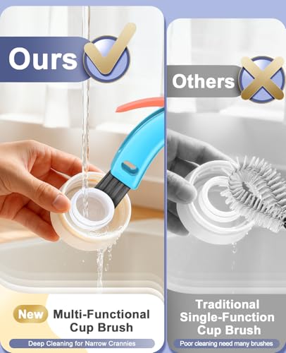 Mocybol 3 in 1 Cup Lid Cleaning Brush 3 PCS - Multifunctional Cleaning Brush Set for Tight Spaces, Bottle Gaps & Travel Mugs | Portable Durable Cup Lid Cleaner Tools (Multicolor) - Image 5