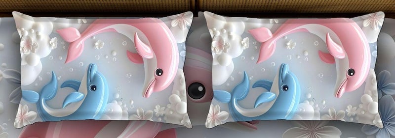 BhaiJi BedSheet 300 TC King Size Glace Cotton Double Bed HD Digital Printed Bed Sheets for Double Bed with 2 Pillow Covers || Large 108x108 Inch Without Joints - Dolphins - Image 3