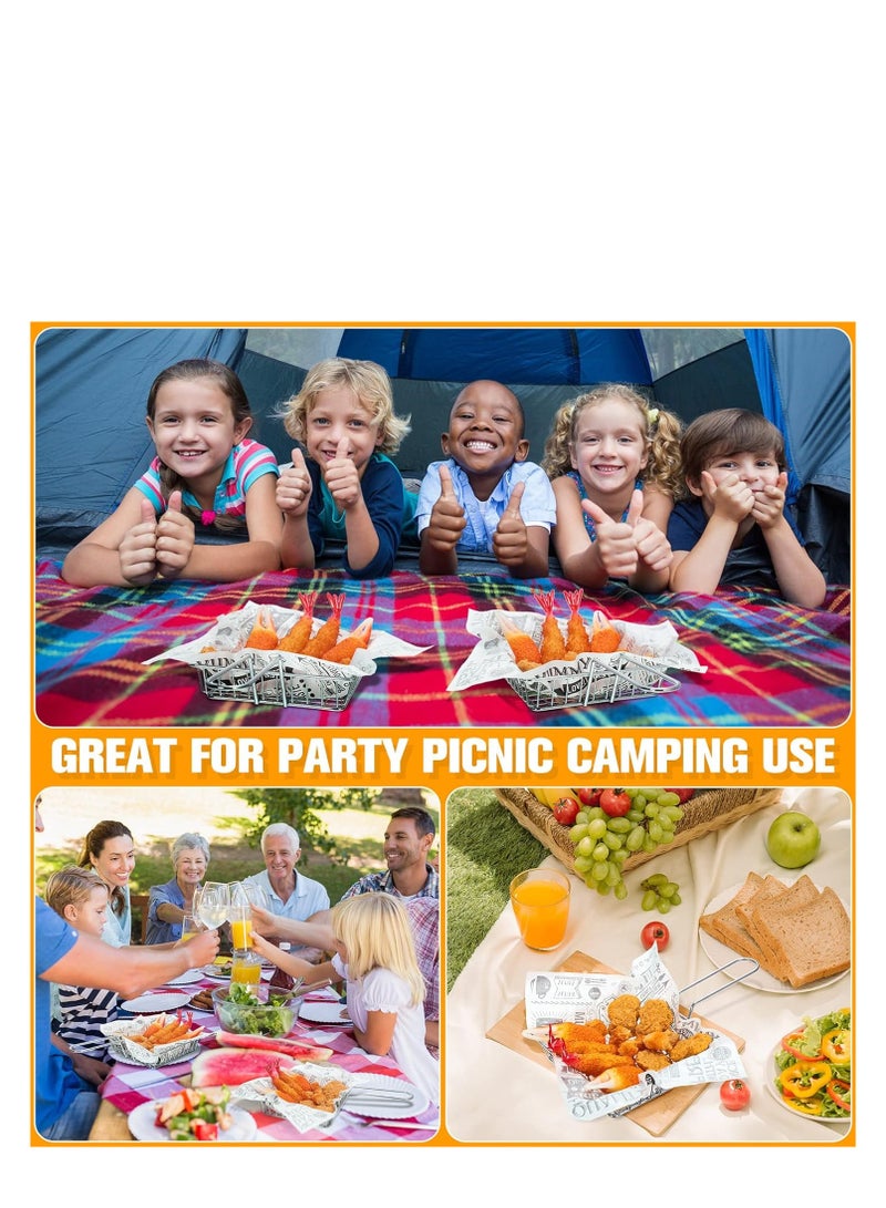 Barakah Mini Square Fry Baskets french fries Basket Chrome Steel Shallow Fried Food Filter Holder Reusable Fries Holder for Kitchen Restaurant Party Barbecue Table Food Serving 4PCS - Image 4