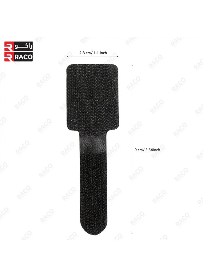 راكو منظم كابلات نايلون (١٠ قطع) - أسود | أحزمة كابلات لاصقة | منظم كابلات تحت المكتب | مشابك أسلاك لاصقة | منظم أسلاك بظهر لاصق للمكتب | تنظيم المنزل والمكتب - Image 2