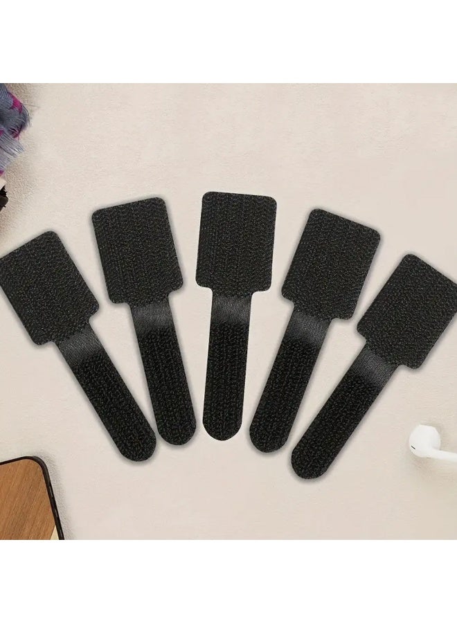 راكو منظم كابلات نايلون (١٠ قطع) - أسود | أحزمة كابلات لاصقة | منظم كابلات تحت المكتب | مشابك أسلاك لاصقة | منظم أسلاك بظهر لاصق للمكتب | تنظيم المنزل والمكتب - Image 1