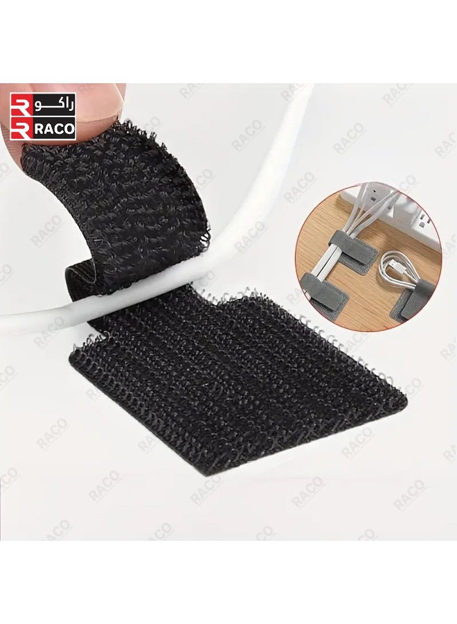 راكو منظم كابلات نايلون (١٠ قطع) - أسود | أحزمة كابلات لاصقة | منظم كابلات تحت المكتب | مشابك أسلاك لاصقة | منظم أسلاك بظهر لاصق للمكتب | تنظيم المنزل والمكتب - Image 3