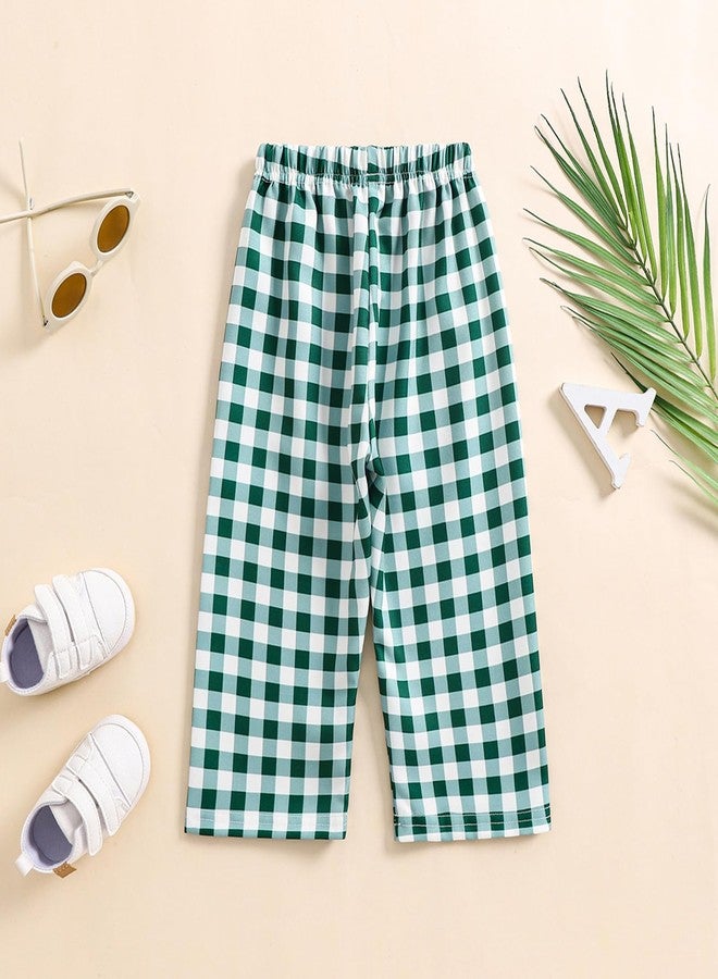 Kutterild Toddler Baby Boy Girl Gingham Pants Retro Elastic Waist Checkered Plaid Long Pants Casual Sweatpants Bottoms (Green, 2-3 Years) - Image 2