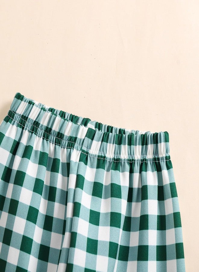 Kutterild Toddler Baby Boy Girl Gingham Pants Retro Elastic Waist Checkered Plaid Long Pants Casual Sweatpants Bottoms (Green, 2-3 Years) - Image 3