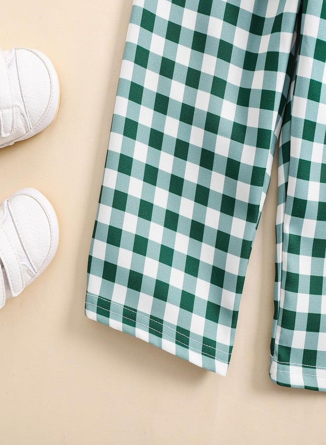 Kutterild Toddler Baby Boy Girl Gingham Pants Retro Elastic Waist Checkered Plaid Long Pants Casual Sweatpants Bottoms (Green, 2-3 Years) - Image 5