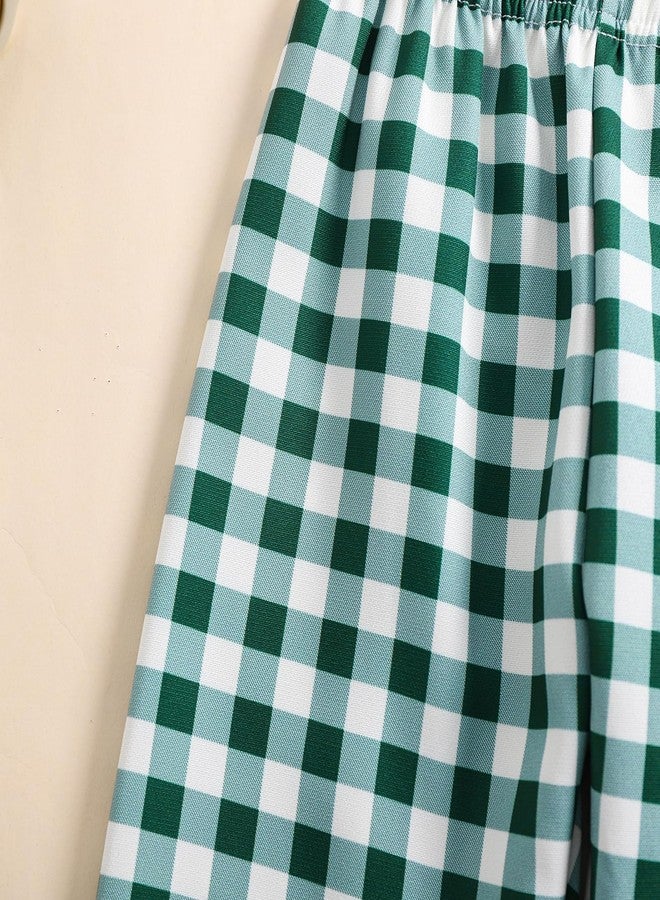 Kutterild Toddler Baby Boy Girl Gingham Pants Retro Elastic Waist Checkered Plaid Long Pants Casual Sweatpants Bottoms (Green, 2-3 Years) - Image 4