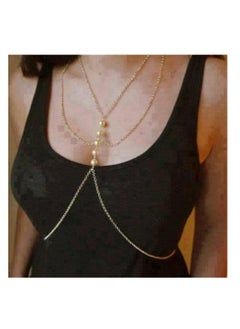RA accessories Chain Body Golden With Off White Pearls  Belly Chain  - Image 1