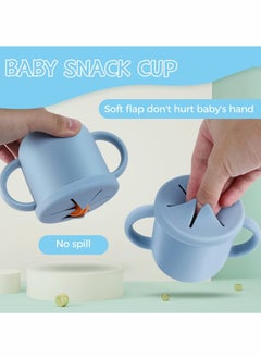 Excefore Toddler Sippy Cup with Lid, Kids Snack Container 2-in-1, Silicone Snack Catcher with Removable Scale, Kids Water Bottle with Straw 8.5 oz (Marbling)  - Image 3