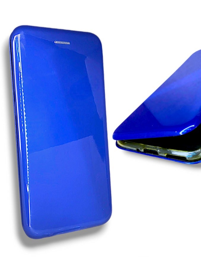 For Huawei Y7 / Y7 Prime (2019) Glossy Plastic Ceramic Magnetic Flip Cover, Headphones Filter and Card Slot Compatible With Huawei Y7 / Y7 Prime (2019) (6.26') (Blue)  - Image 1