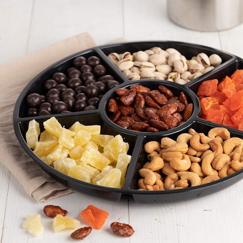 PLASTICPRO 6 Sectional Round Plastic Serving Tray/Platter (2, Black) - Image 2