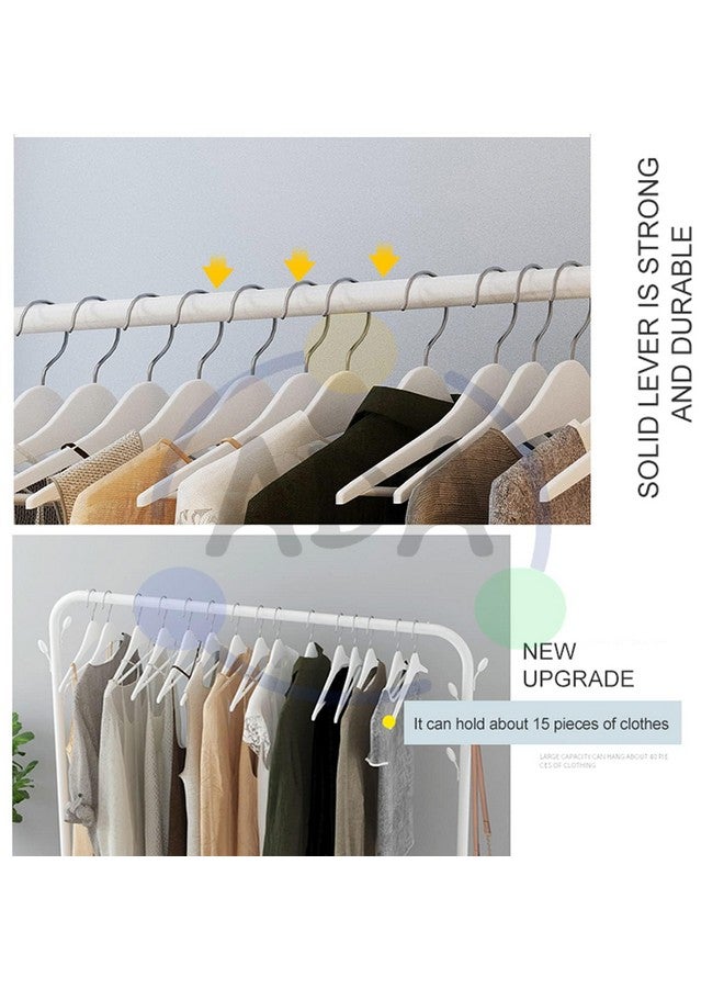 ADA® Premium High Density Metal Garment Rack with Top Rod and Lower Storage Shelf, Heavy Duty 8 Hooks Clothes Stand for Bedroom, Living Room and Entryway - 110 x 38 x 148cm (White) - Image 3