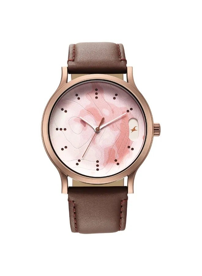 fastrack Men's Analog Round Shape Leather Wrist Watch - 3296QL02 - 47.85 Mm - Image 2