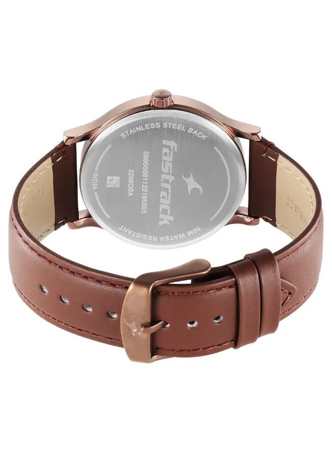 fastrack Men's Analog Round Shape Leather Wrist Watch - 3296QL02 - 47.85 Mm - Image 5