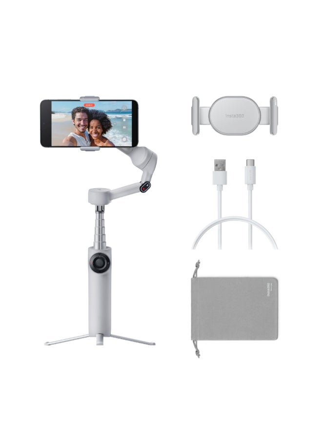 Insta360 Flow 2 Gimbal Standard Bundle | Handheld Gimbal + Selfie Stick + Tripod + Power Bnks, Gesture Control, Face Tracking, for Livestreamers, Bloggers, Video Calls, for Android and iOS - Grey - Image 1