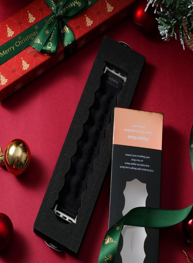 ULTIMAL Band Compatible with Apple Watch Band 42mm/40mm/41mm/38mm, Fits iWatch Series 11/10/9/8/7/6/5/4/SE/SE2/SE3, Stretchy Nylon Braided Elastic（S,Black） - Image 2