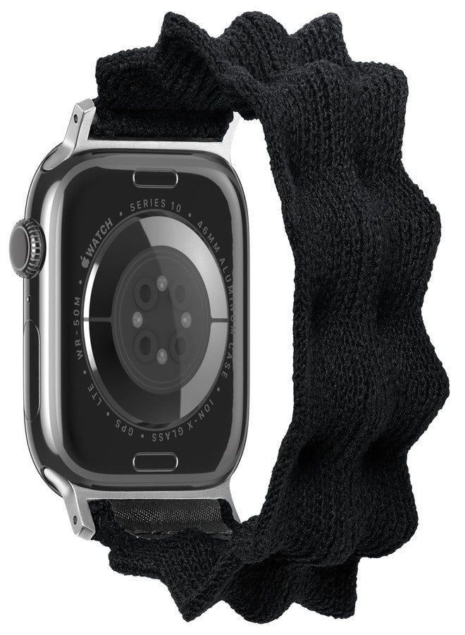 ULTIMAL Band Compatible with Apple Watch Band 42mm/40mm/41mm/38mm, Fits iWatch Series 11/10/9/8/7/6/5/4/SE/SE2/SE3, Stretchy Nylon Braided Elastic（S,Black） - Image 1