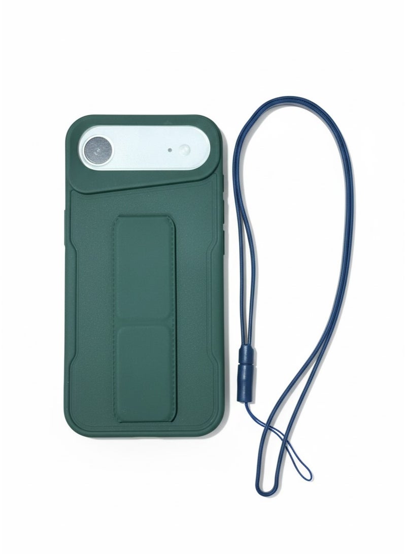 Magsafe FABRIC iPhone 17 air SlimPhone GREEN Cover which comes with phone holder and lanyard - Image 1