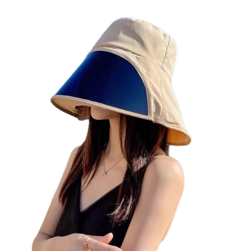 Women's Sun Hat with Neck Flap UV Protection Wide Brim Beach Bucket Hat - Image 1