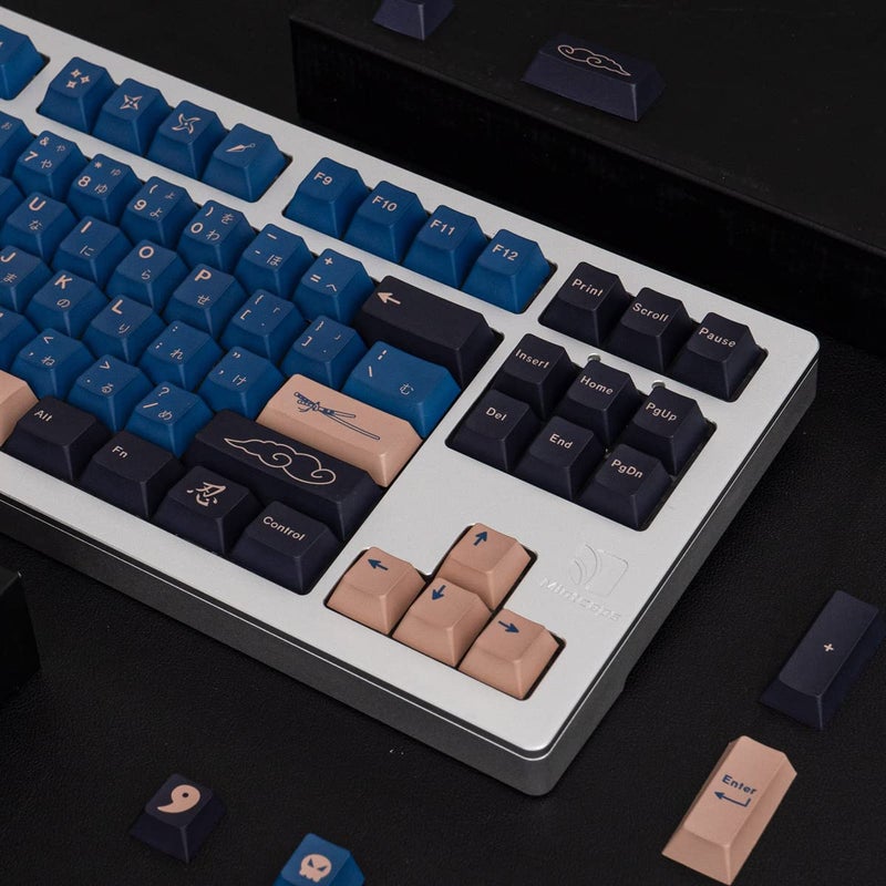 Sumgsn Blue Samurai Keycaps 129 Keys Cherry Profile Dye Sub PBT Keycap Set Japanese Key caps Fit for 61/64/87/104/108 Cherry Mx Switches Mechanical Keyboard - Image 4