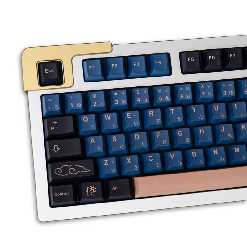 Sumgsn Blue Samurai Keycaps 129 Keys Cherry Profile Dye Sub PBT Keycap Set Japanese Key caps Fit for 61/64/87/104/108 Cherry Mx Switches Mechanical Keyboard - Image 1