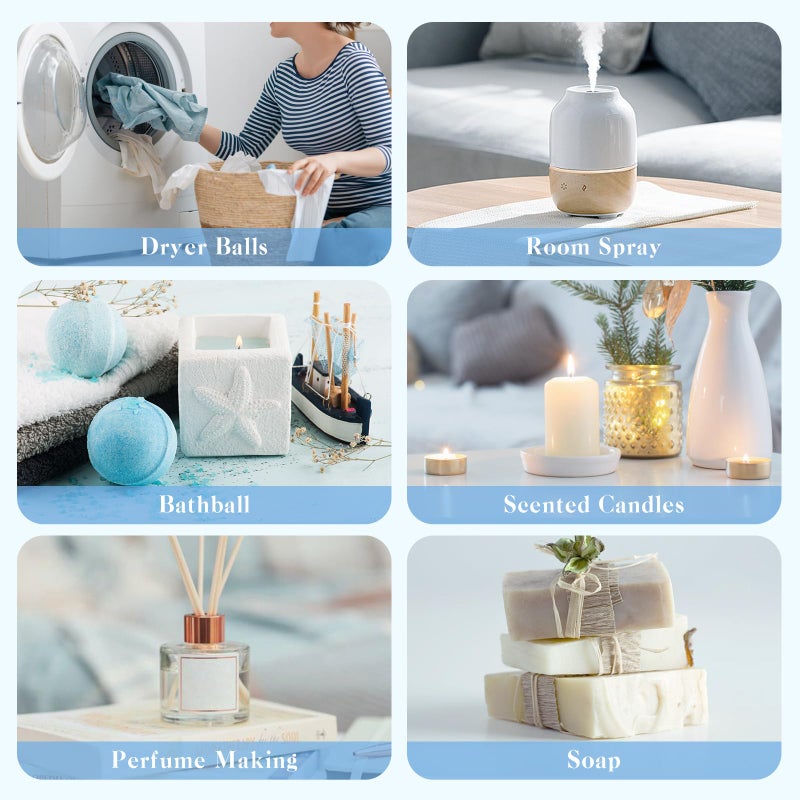 Ethlauff Clean Essential Oils Set, Laundry Collection Essential Oils Set, Pack of 6 Fragrance Oil for Diffuser for Home, Use with Wool Dryer Balls Scents - Fresh Linen, Clean Breeze, Eucalyptus and Cotton - Image 3