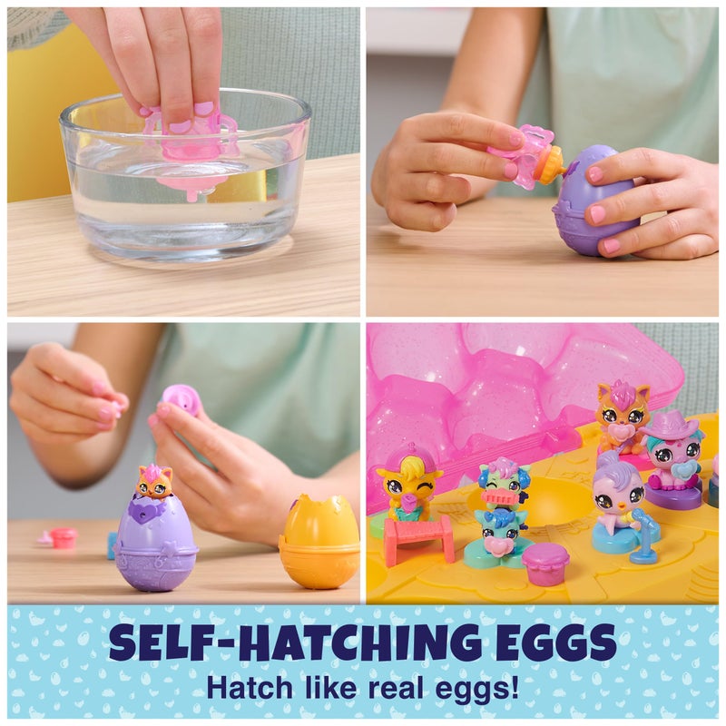 Hatchimals Alive, Egg Carton Toy, Cute Easter Basket Stuffers, Pink & Yellow with 6 Collectible Figures in Self-Hatching Eggs, 11 Accessories - Image 2