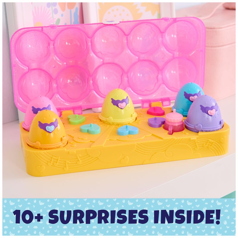 Hatchimals Alive, Egg Carton Toy, Cute Easter Basket Stuffers, Pink & Yellow with 6 Collectible Figures in Self-Hatching Eggs, 11 Accessories - Image 4