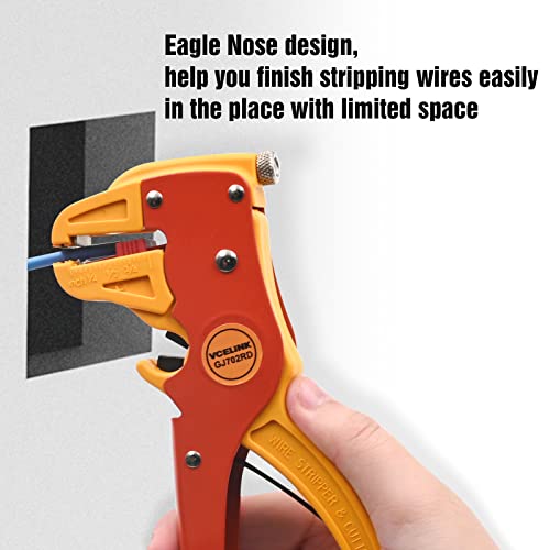 VCELINK Automatic Quickstrip Wire Stripper and Cutter, Professional Quick Strip Wire Stripper, 2 in 1 Adjustable Electrical Cable Wire Stripping Tool&Eagle Nose Pliers (7-Inch), Red - Image 2