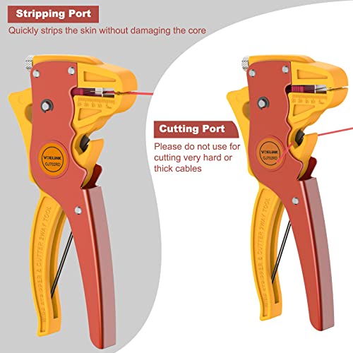 VCELINK Automatic Quickstrip Wire Stripper and Cutter, Professional Quick Strip Wire Stripper, 2 in 1 Adjustable Electrical Cable Wire Stripping Tool&Eagle Nose Pliers (7-Inch), Red - Image 4