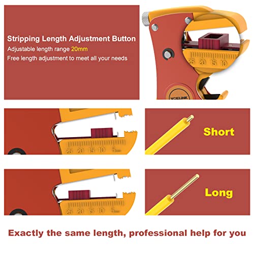 VCELINK Automatic Quickstrip Wire Stripper and Cutter, Professional Quick Strip Wire Stripper, 2 in 1 Adjustable Electrical Cable Wire Stripping Tool&Eagle Nose Pliers (7-Inch), Red - Image 5