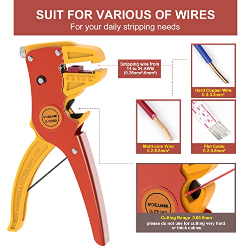 VCELINK Automatic Quickstrip Wire Stripper and Cutter, Professional Quick Strip Wire Stripper, 2 in 1 Adjustable Electrical Cable Wire Stripping Tool&Eagle Nose Pliers (7-Inch), Red - Image 3