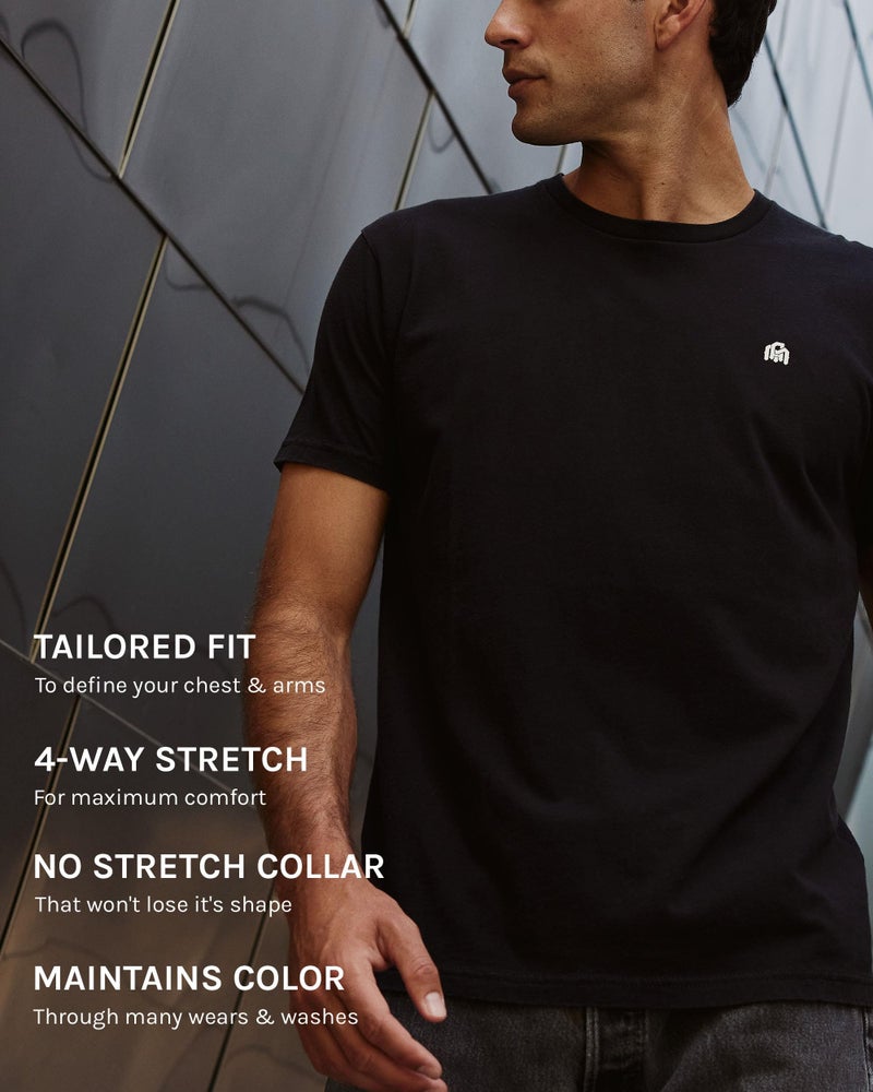 INTO THE AM Men's Fitted Crew Neck Logo Basic Tees - Modern Fit Fresh Classic Short Sleeve T-Shirts for Men (White, Large) - Image 3