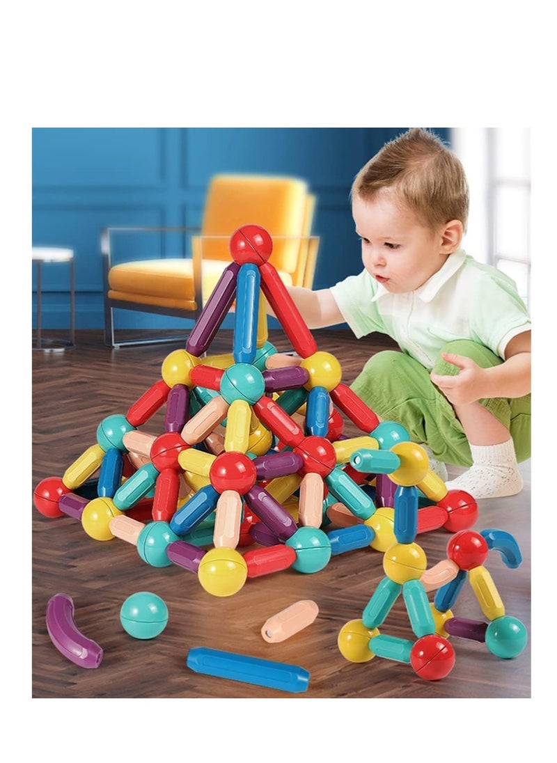 Box of 50 Pieces Magnetic Sticks, Balls and Rods Set, Building Blocks, Sticks and Stacking Educational Toys for Kids Boys and Girls  - Image 1