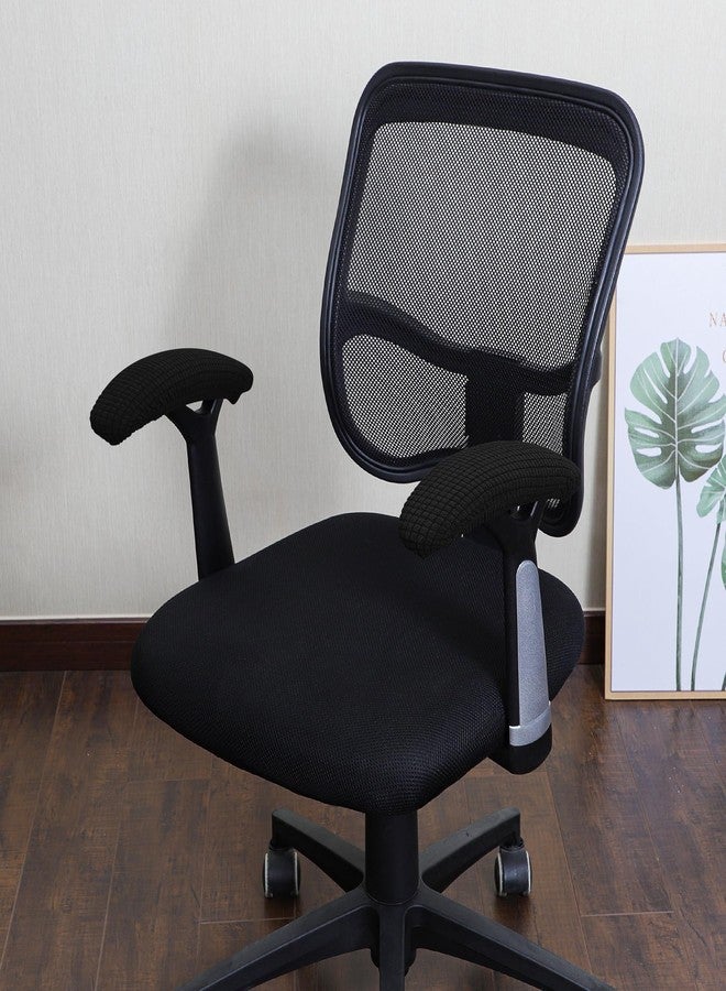 FORCHEER Office Chair Armrest Cover-Elastic Stretchable Water Resistant Spandex Stretch Jacquard Computer Chair Armrest Slipcover for Desk Chairs Arm Black - Image 2