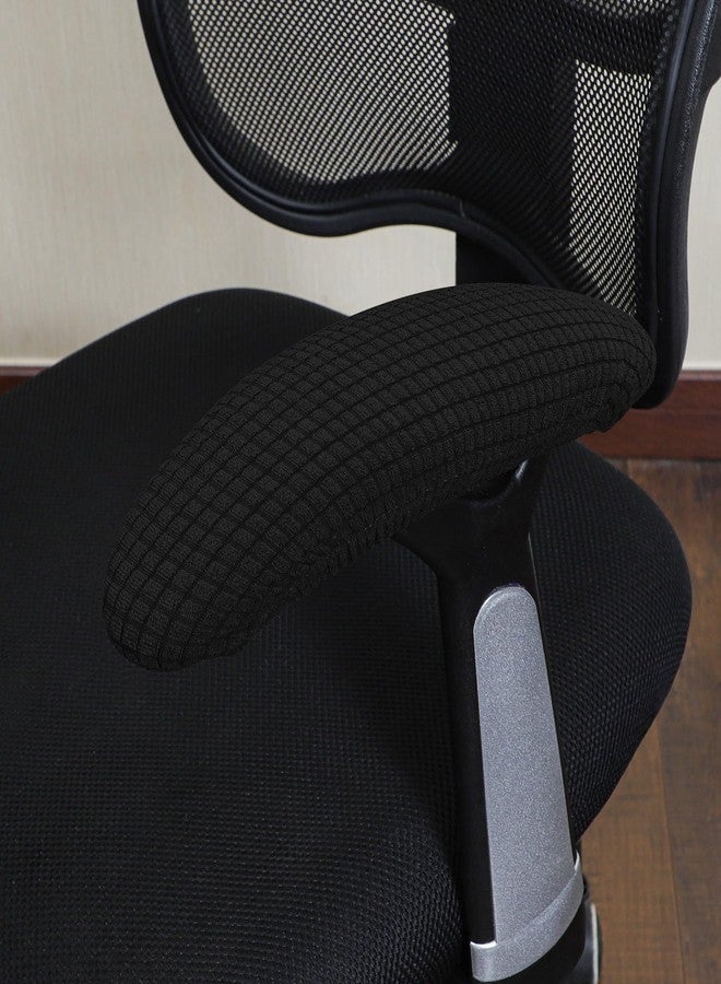 FORCHEER Office Chair Armrest Cover-Elastic Stretchable Water Resistant Spandex Stretch Jacquard Computer Chair Armrest Slipcover for Desk Chairs Arm Black - Image 3