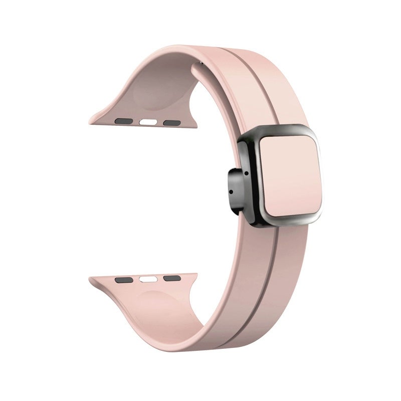 erorex For Apple Watch 42Mm Magnetic Square Buckle Silicone Watch Band(Sand Pink) - Image 1
